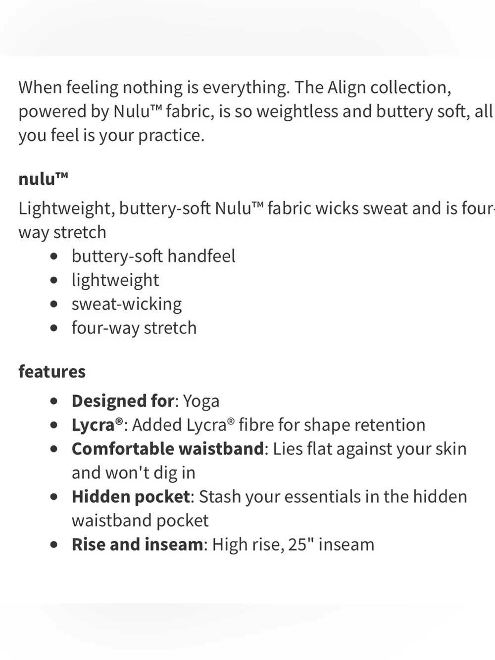 Lululemon Align High-Rise Pant 25”